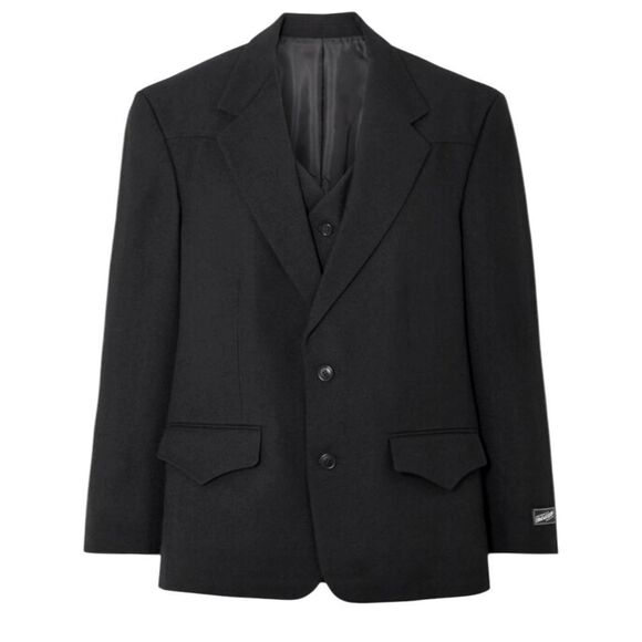 Commission Roadhouse Wool Gabardine Blazer‎ Black Unisex Small Detachable Vest - Picture 1 of 16